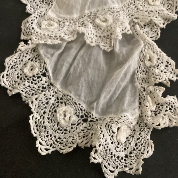 Vintage Irish Lace Foulard Scarf Collar Ruffle Fine Cotton - Picture 2 of 7